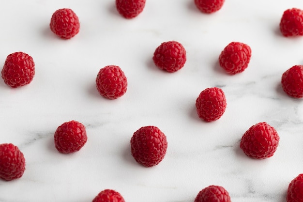 High angle of raspberries