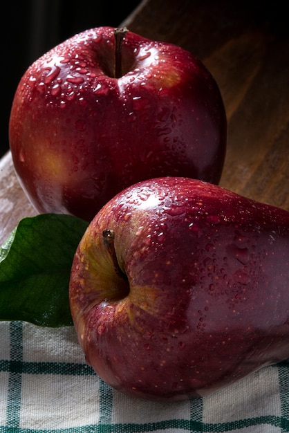 High angle red apples arrangement