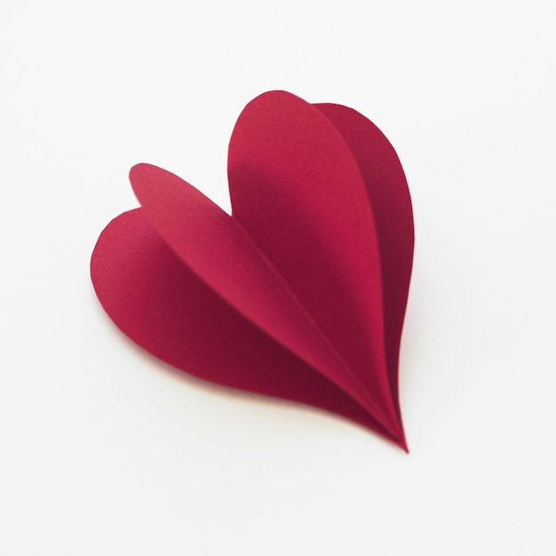 Free photo high angle red heart made of paper