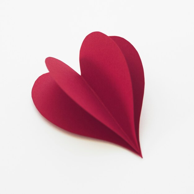 High angle red heart made of paper