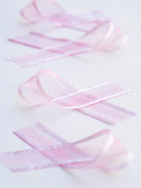Free photo high angle ribbons on white background