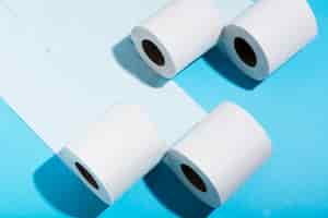 Free photo high angle rolls of toilet paper