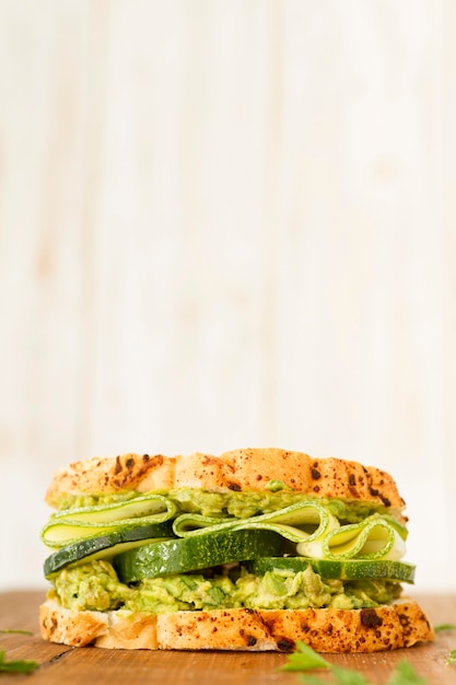 Free photo high angle sandwich with cucumber