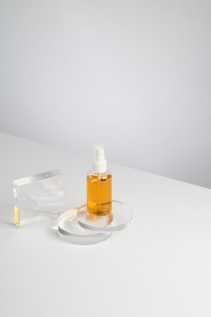 High angle selfcare product still life