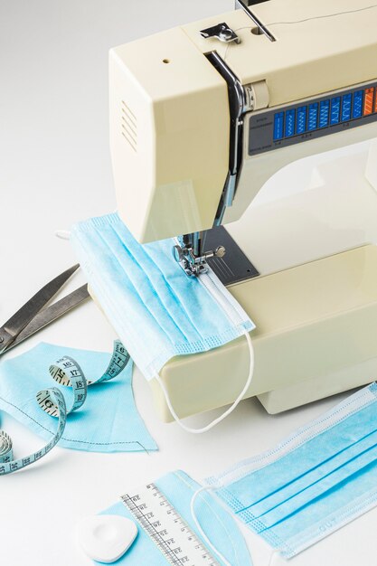 High angle of sewing machine with medical masks