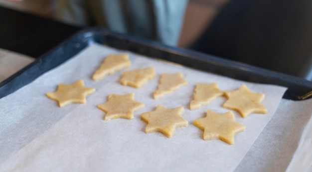 High angle shaped cookies arrangement