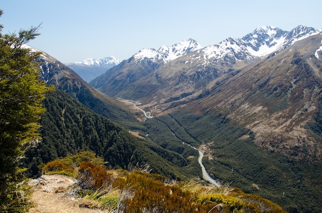 Foto gratuita ripresa dall'alto dell'avalanche peak, nuova zelanda