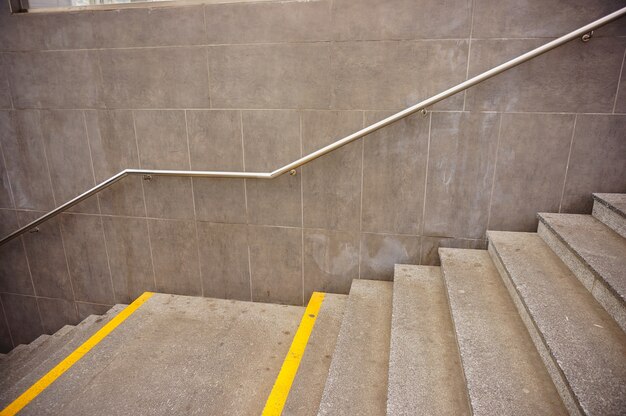 High angle shot of concrete staircases