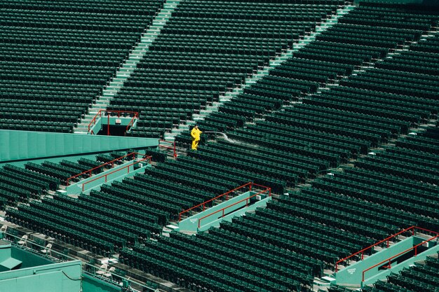 High angle shot of an empty stadium during daytime