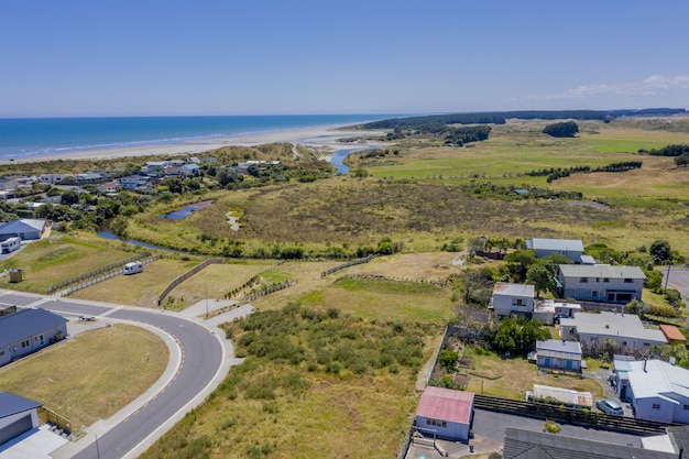 High angle shot of the famous Otaki Beach in New Zealand