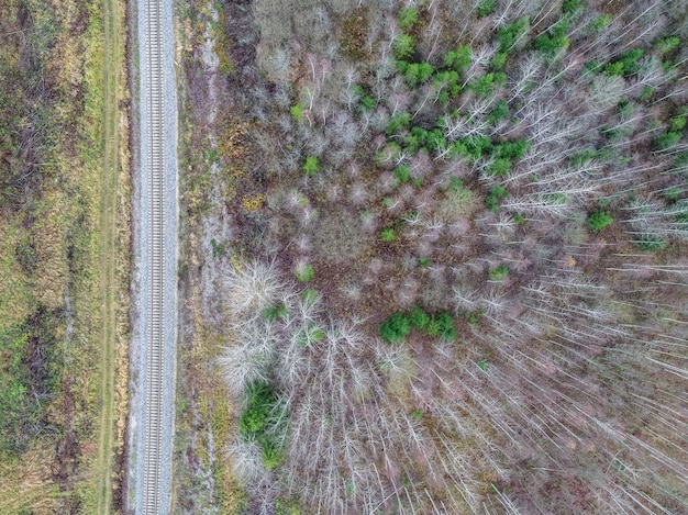 High angle shot of a field with partially gone dry because of changes in weather