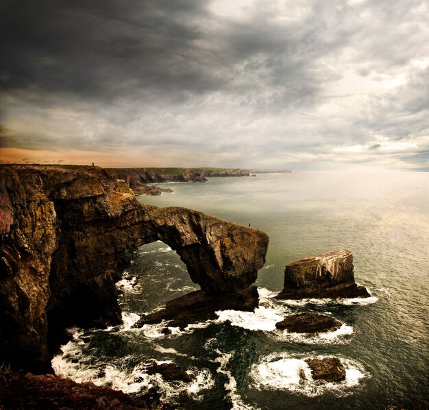 High angle shot of the Green Bridge of Wales in the United Kingdom