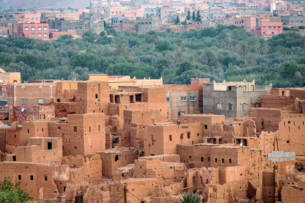 High angle shot of the historic ruined buildings in Morocco