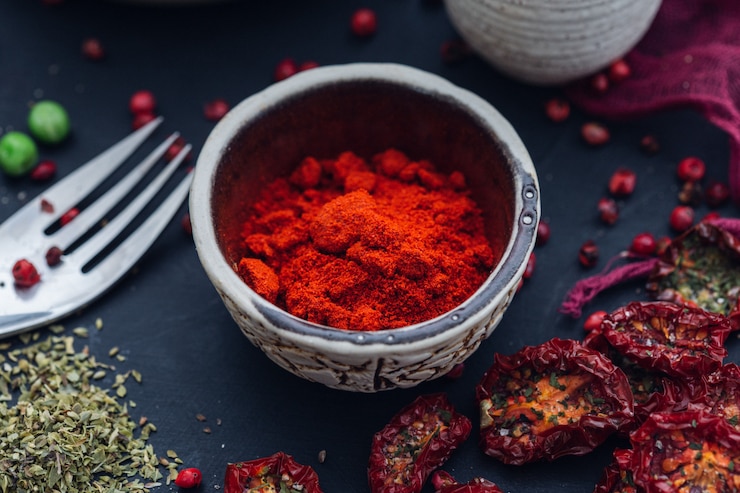 Free Photo high angle shot of a red hot spice chili powder