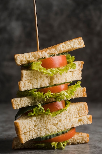 Free photo high angle small sandwiches