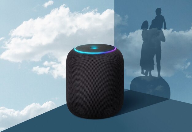high angle smart speaker at home