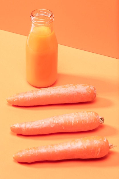 Free photo high angle smoothie with carrots