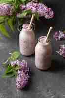 Free photo high angle smoothie with hyacinth