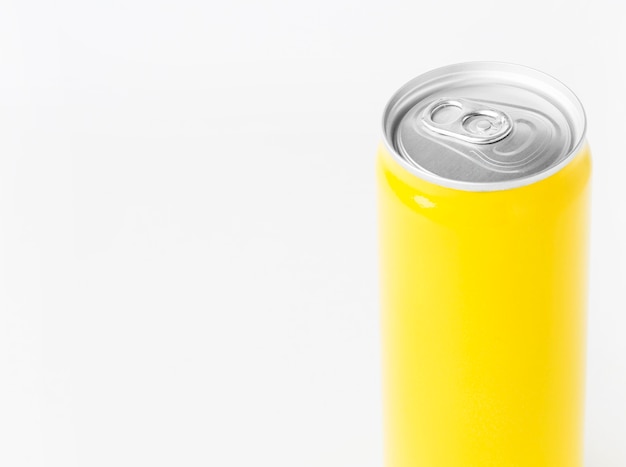 High angle of soft drink can with copy space