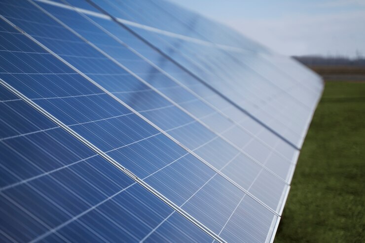 Free Photo high angle solar pannels arrangement