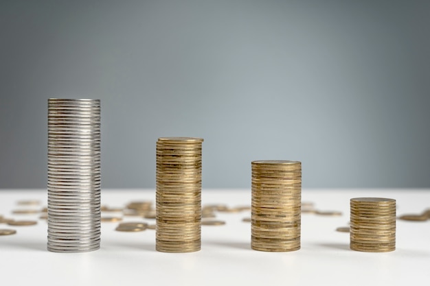 High angle stack of coins