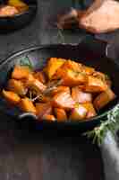 Free photo high angle sweet potato meal