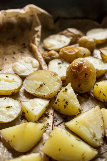 High angle tasty potatoes arrangement