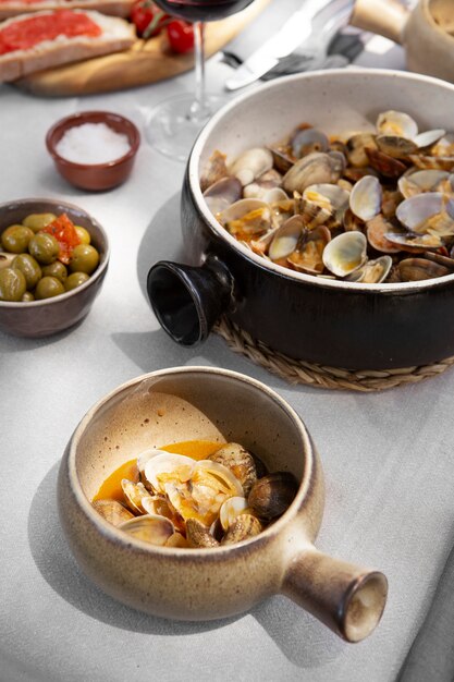 High angle tasty shells in bowl