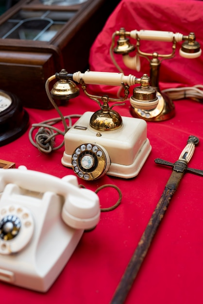 High angle telephones at second hand market