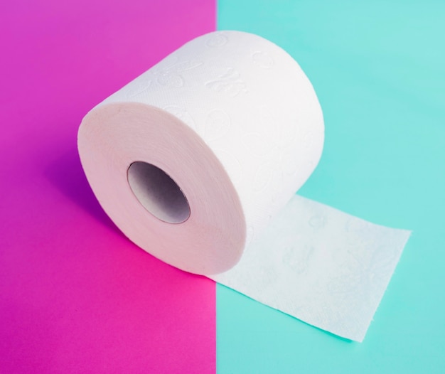 Free photo high angle toilet paper roll