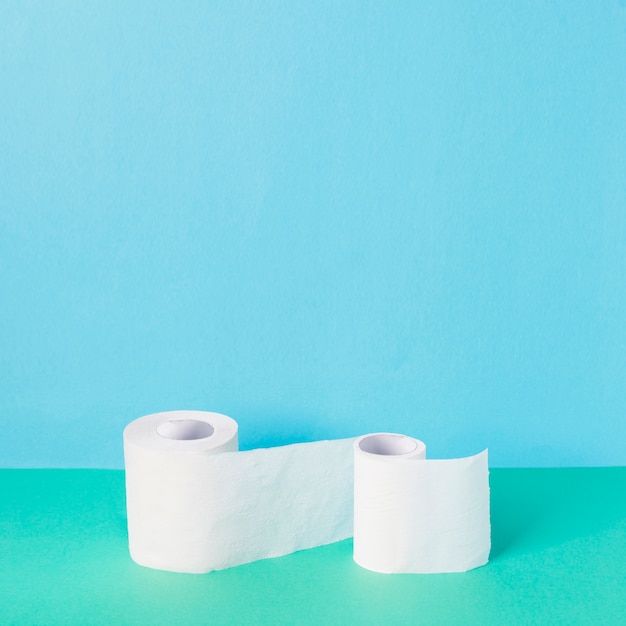 High angle toilet paper rolls with copy-space