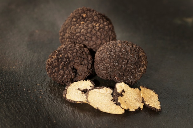 High angle truffle arrangement still life