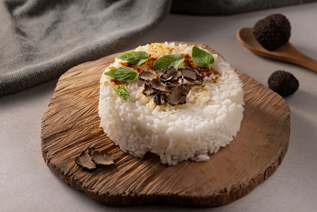 Free photo high angle truffle recipe with rice