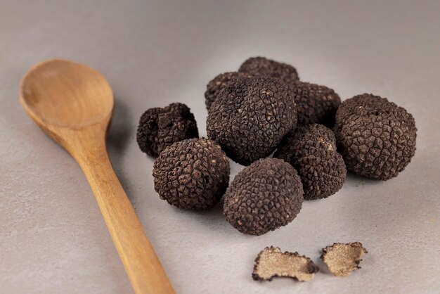 High angle truffles and spoon arrangement