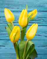 Free photo high angle tulips bouquet