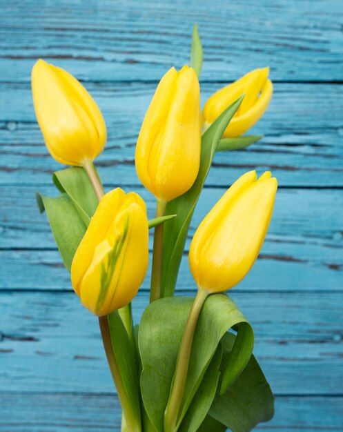 High angle tulips bouquet