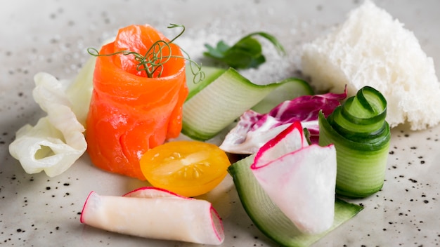 High angle vegetables arrangement