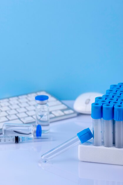 High angle vials and keyboard arrangement