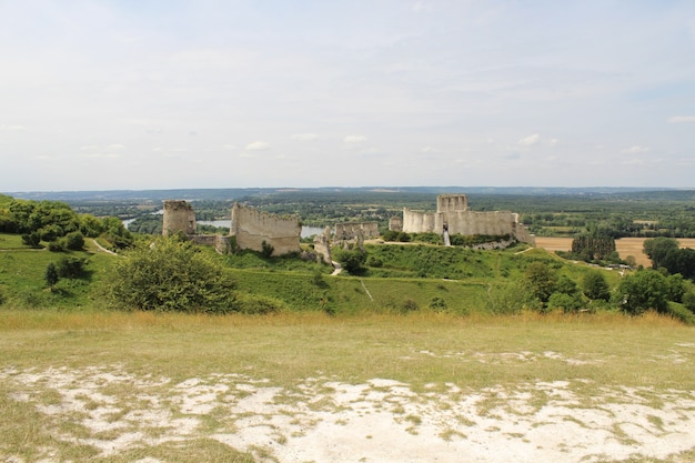 High angle view of the Chateau Gaillard in France