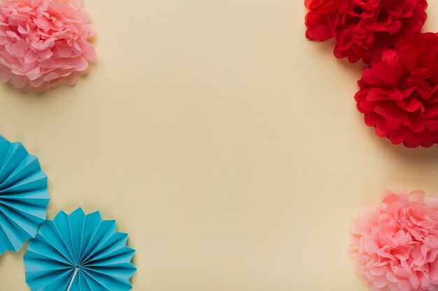 High angle view of different paper flower pattern