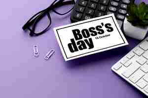 Free photo high angle view of happy boss day concept