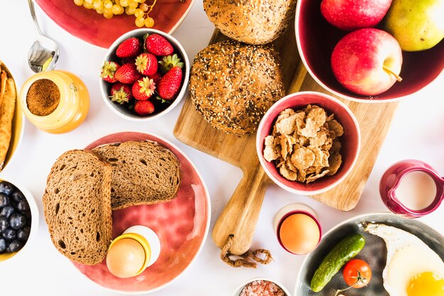 High angle view of healthy breakfast