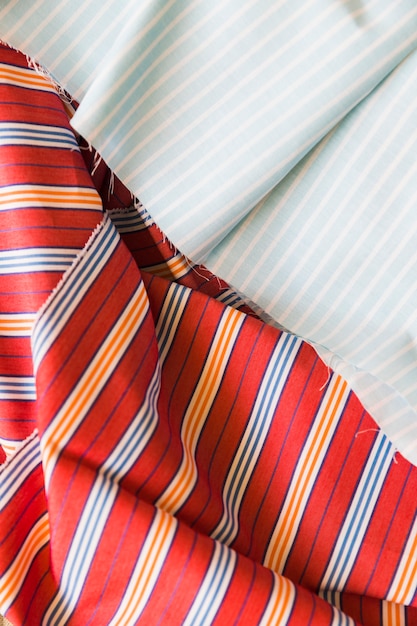 High angle view of stripes cotton garment