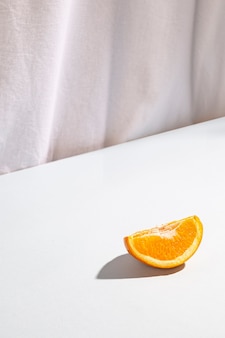 High angle view of two slices of oranges