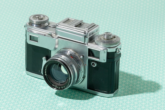 Free photo high angle vintage camera composition