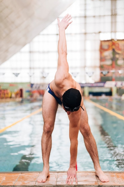 High angle warm up before swimming