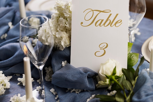 High angle wedding table assortment