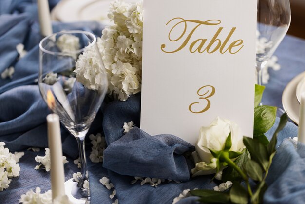 High angle wedding table assortment