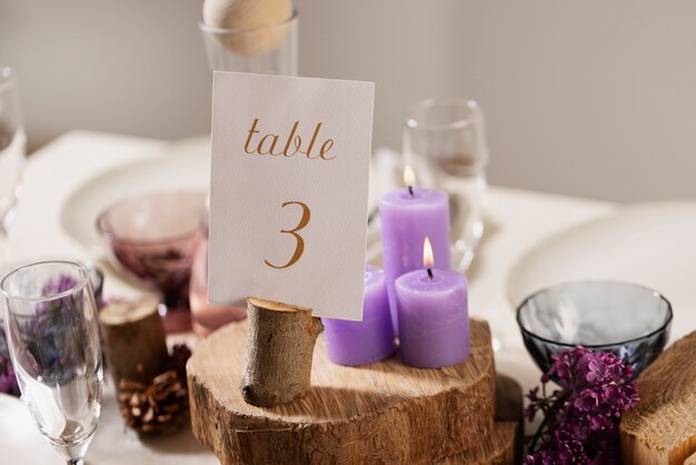 High angle wedding table still life