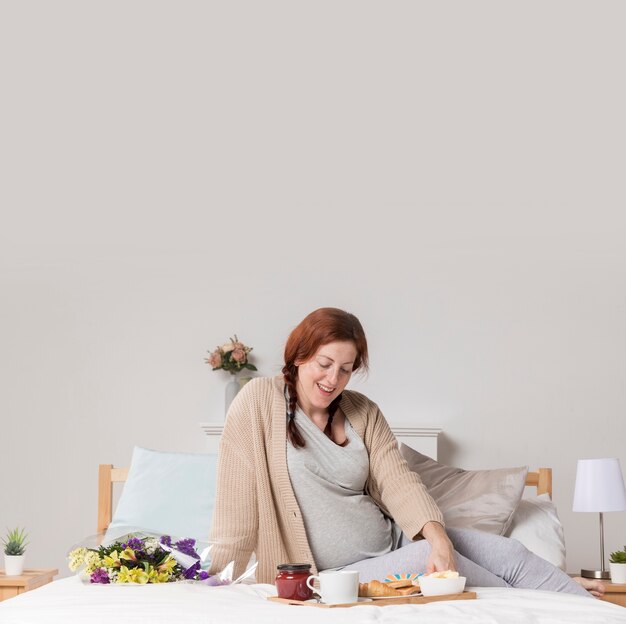 High angle woman spoiled on mothers day